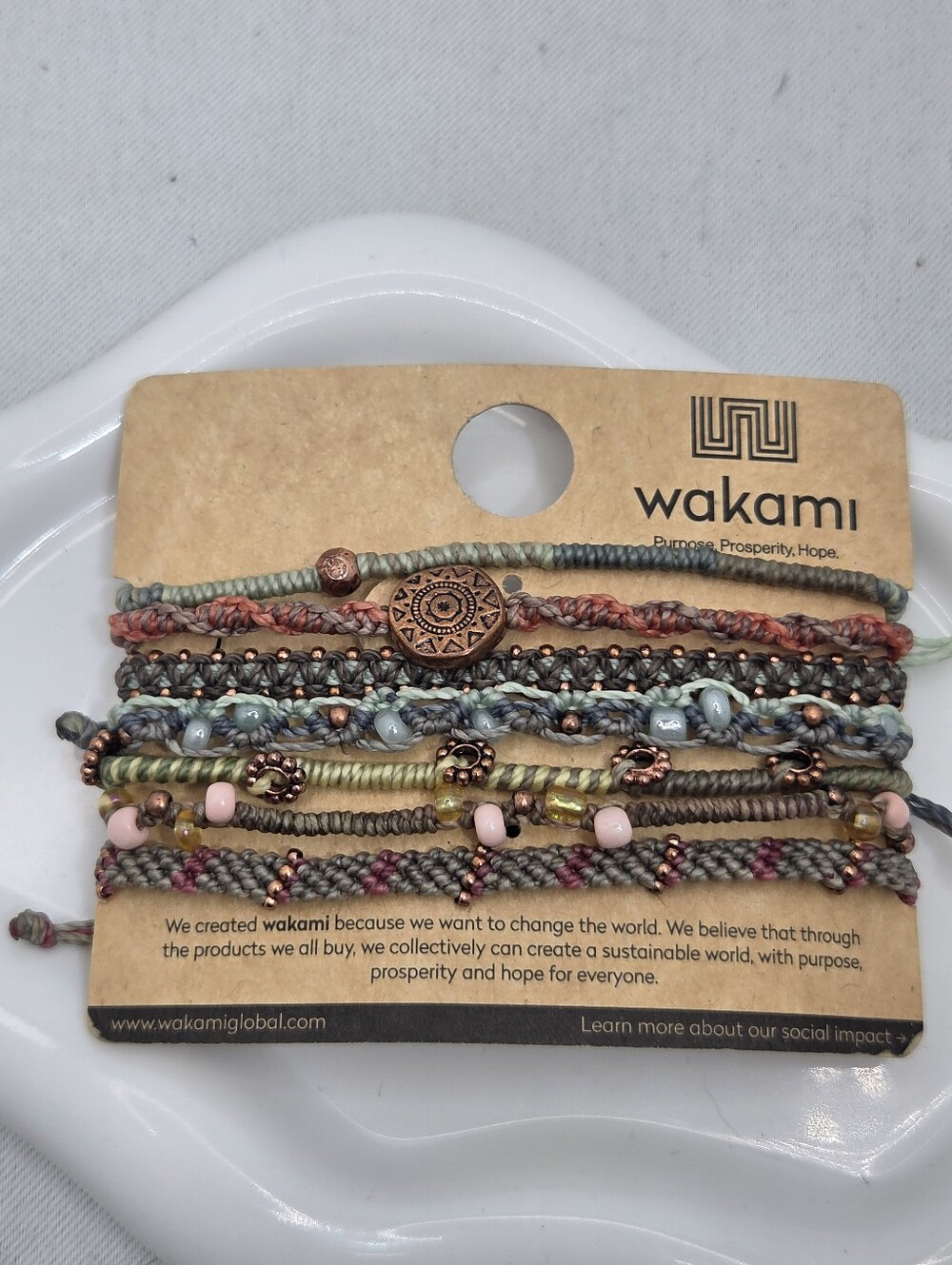 🌿 Wakami Earth Bracelet 7-Strand Woven Boho Stackable Bracelets NWT 🌿
